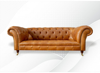 Chesterfield 3 Seater Couch Nut Brown Modern Design Leather Sofa Creative Furniture